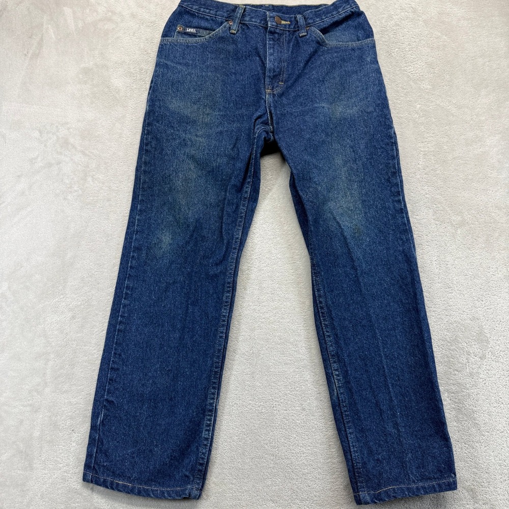Lee Jeans Men's 31 (altered) Straight Leg Dark Blue Workwear 100% Cotton Denim